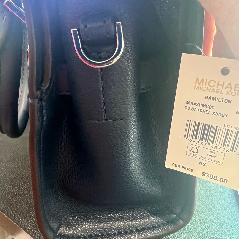 Michael Kors Hamilton Snake embossed Leather Satchel Crossbody bag Navy … - Picture 8 of 10
